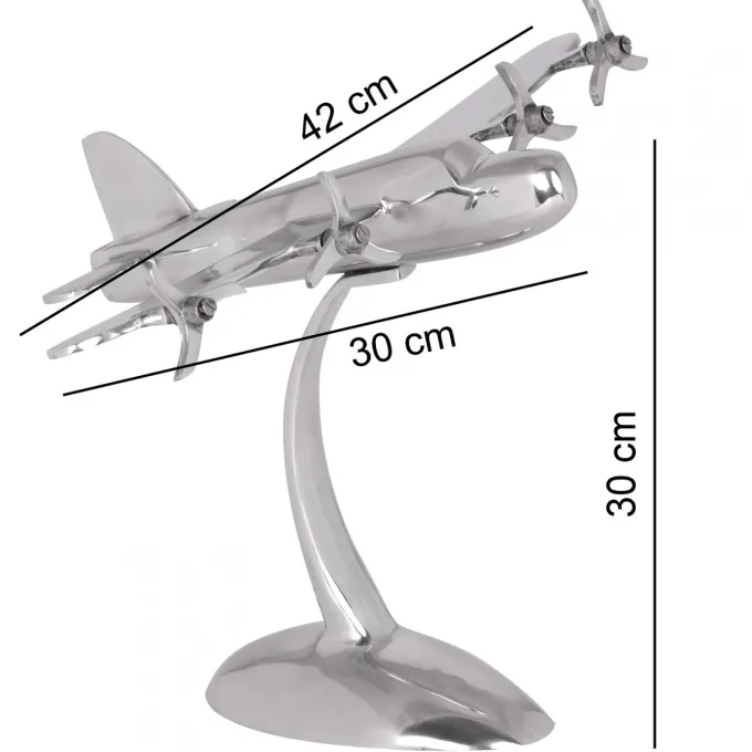 FineBuy Design Deko Flugzeug Propeller aus Aluminium Flieger Farbe Silber