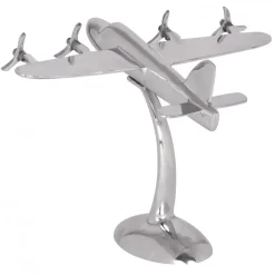 FineBuy Design Deko Flugzeug Propeller aus Aluminium Flieger Farbe Silber