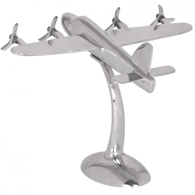 FineBuy Design Deko Flugzeug Propeller aus Aluminium Flieger Farbe Silber