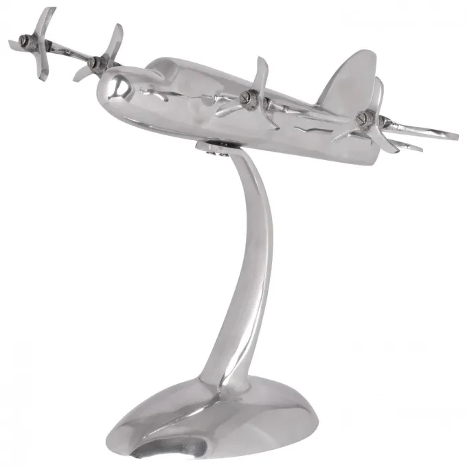 FineBuy Design Deko Flugzeug Propeller aus Aluminium Flieger Farbe Silber