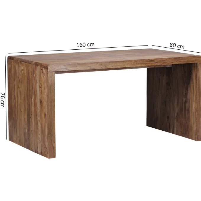 FineBuy Design Natur Sheesham Massivholz Büro Schreibtisch 160 x 80 x 76 cm