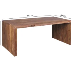 FineBuy Design Schreibtisch 180 cm Sheesham Massivholz Bürotisch Computertisch