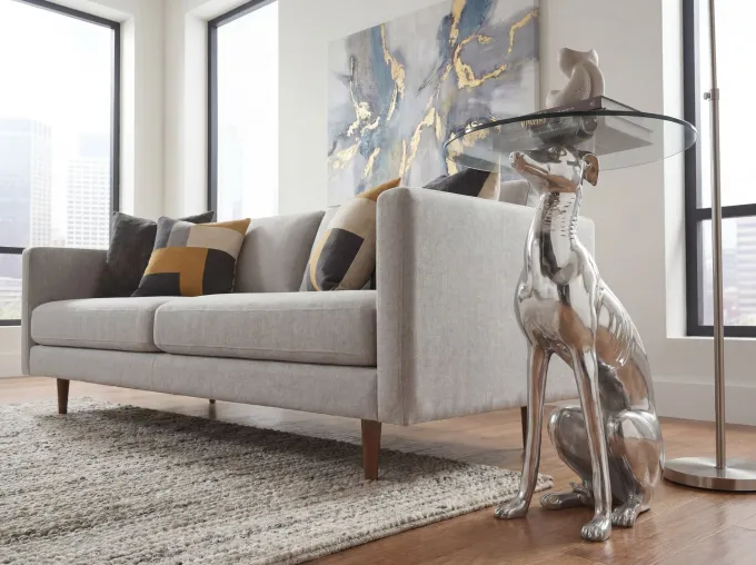 FineBuy Design Skulptur Deko Beistelltisch Hund aus Aluminium Farbe Silber