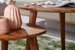 FineBuy 2er Set Beistelltisch Sheesham Holz Massiv Wohnzimmer Tisch Couchtisch