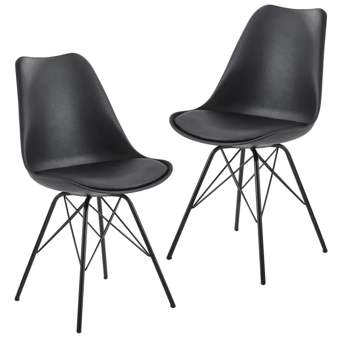 FineBuy 2er Set Esszimmerstuhl Küchenstuhl Kunstleder Design Polsterstuhl Stuhl