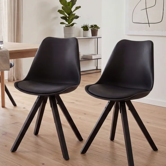 FineBuy 2er Set Esszimmerstuhl Kunstleder Polsterstuhl Küchenstuhl Skandinavisch