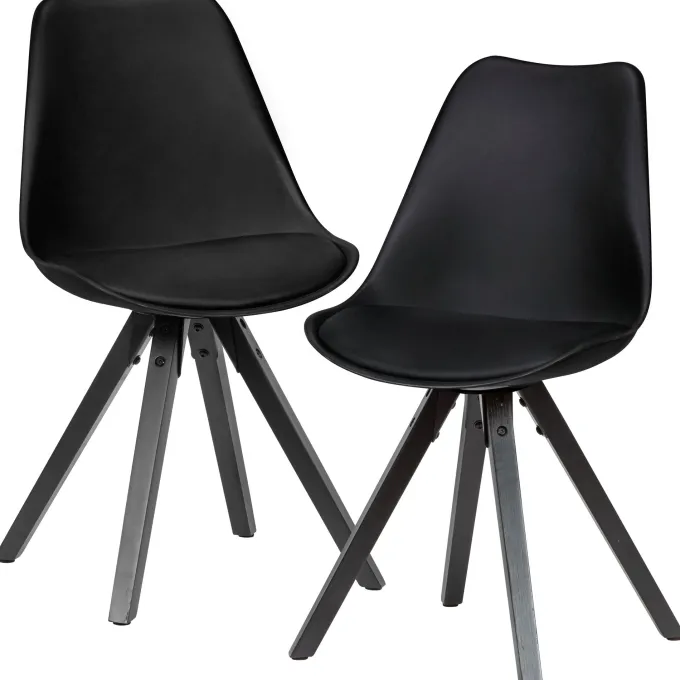 FineBuy 2er Set Esszimmerstuhl Kunstleder Polsterstuhl Küchenstuhl Skandinavisch