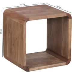 FineBuy 2er Set Satztisch Massivholz Wohnzimmertisch Landhaus Cube Beistelltisch