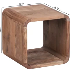 FineBuy 2er Set Satztisch Massivholz Wohnzimmertisch Landhaus Cube Beistelltisch