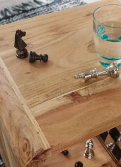 FineBuy 2er Set Satztisch Massivholz Wohnzimmertisch Landhaus Cube Beistelltisch