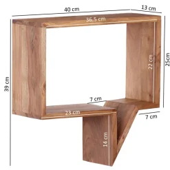 FineBuy 2er Set Wandregale Massivholz Akazie Regal Wand Wandboard Cubes
