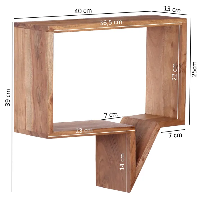 FineBuy 2er Set Wandregale Massivholz Akazie Regal Wand Wandboard Cubes