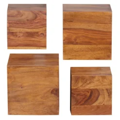 FineBuy 4er Set Wandregale Massivholz Holzregal Landhaus Hängeregal Wandboard