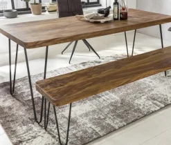 FineBuy Esstisch Massiv Esszimmertisch Holztisch Sheesham Holz Tisch