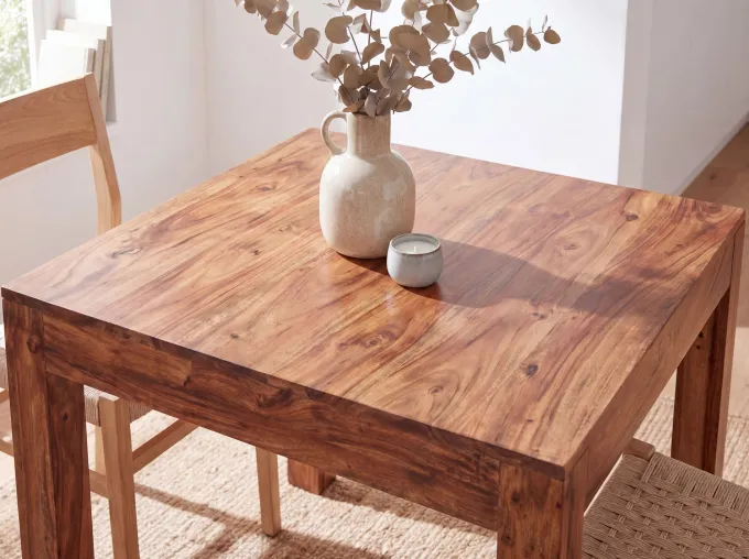 FineBuy Esstisch Massivholz Sheesham Esszimmer-Tisch Küchentisch Landhaus-Stil