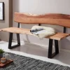 FineBuy Esszimmerbank 160cm Essbank mit Lehne Baumkante Sitzbank Bank Holz