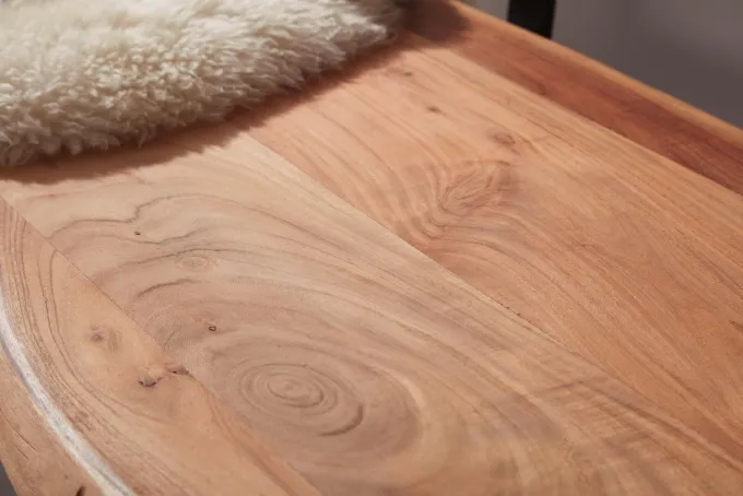FineBuy Esszimmerbank 160cm Essbank mit Lehne Baumkante Sitzbank Bank Holz