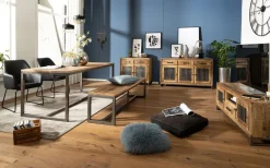 FineBuy Esszimmerbank Mango Massivholz 120x46x45 cm Holzbank Essbank ohne Lehne