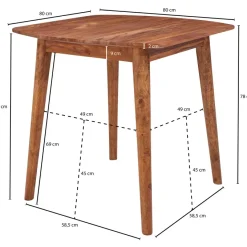FineBuy Esszimmertisch Massivholz Sheesham Esstisch