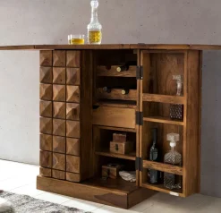FineBuy Hausbar Massivholz Weinbar Weinschrank Kleiner Barschrank Alkoholschrank