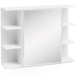 FineBuy Hängeschrank Modern 80x64,5x20cm Wandschrank Holz Spiegelschrank Weiß