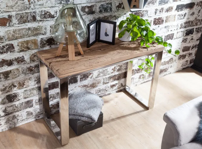 FineBuy Konsolentisch 115 cm Anrichte Konsole Industrial Massiv Laptoptisch