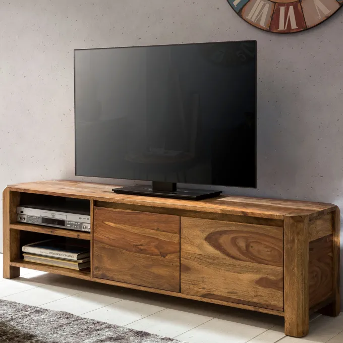 FineBuy Lowboard Massivholz Kommode 140 cm TV-Board Landhaus-Stil 40 cm TV-Möbel