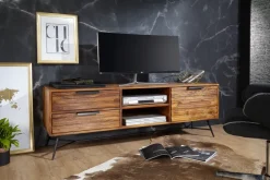 FineBuy Lowboard Sheesham Massiv Holz Hifi Board Fernsehschrank Wohnzimmer