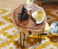 FineBuy Massivholz Akazie Beistelltisch 35 x 35 cm Wohnzimmertisch Massiv