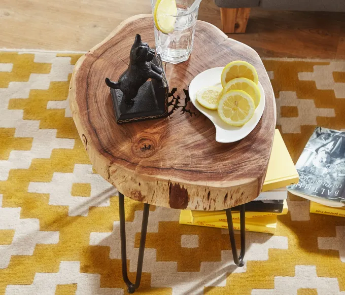 FineBuy Massivholz Akazie Beistelltisch 35 x 35 cm Wohnzimmertisch Massiv