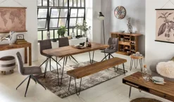 FineBuy Massivholz Akazie Beistelltisch 35 x 35 cm Wohnzimmertisch Massiv