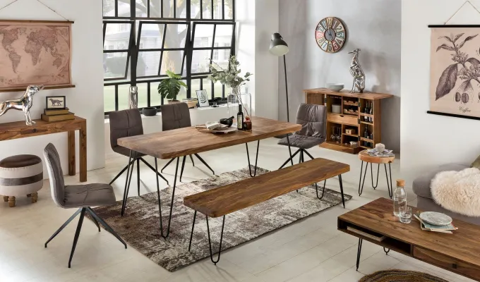FineBuy Massivholz Akazie Beistelltisch 35 x 35 cm Wohnzimmertisch Massiv