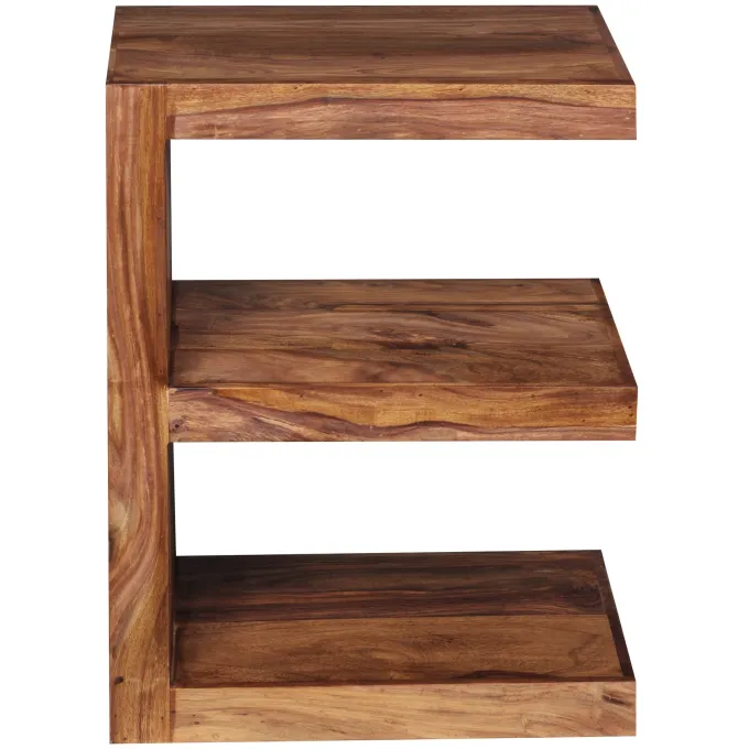 FineBuy Massivholz Beistelltisch E- Cube Ablage Stand Bücher Regal 44x60x30
