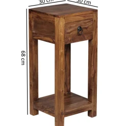 FineBuy Massivholz Beistelltisch Telefontisch 30 x 30 x 68 cm mit Schublade