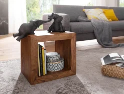 FineBuy Massivholz Sheesham Standregal Bücherregal Regal 44x44x33cm Cube