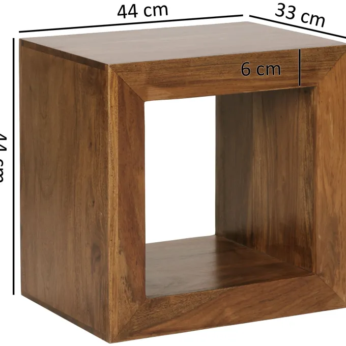 FineBuy Massivholz Sheesham Standregal Bücherregal Regal 44x44x33cm Cube