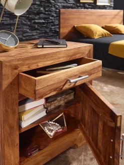 FineBuy Nachttisch Massivholz 60 cm Nachtschrank Nachtkonsole für Boxspringbett