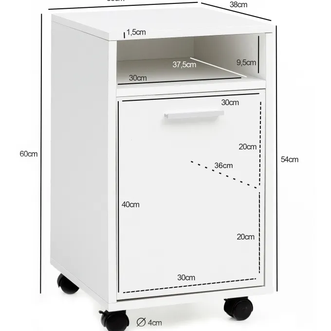 FineBuy Rollcontainer Schreibtischcontainer 33x60x38 Bürocontainer Holz