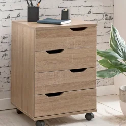 FineBuy Rollcontainer Schreibtischcontainer 40 x 60 x 40 cm Holz Büro