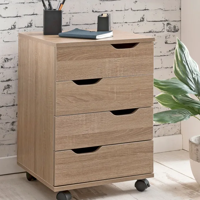 FineBuy Rollcontainer Schreibtischcontainer 40 x 60 x 40 cm Holz Büro