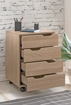 FineBuy Rollcontainer Schreibtischcontainer 40 x 60 x 40 cm Holz Büro