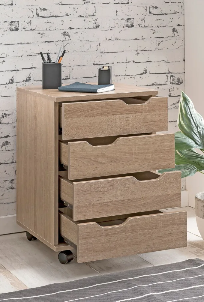 FineBuy Rollcontainer Schreibtischcontainer 40 x 60 x 40 cm Holz Büro