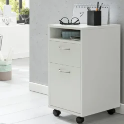 FineBuy Rollcontainer 33x63x38cm Schreibtischcontainer Rollen Bürocontainer Holz