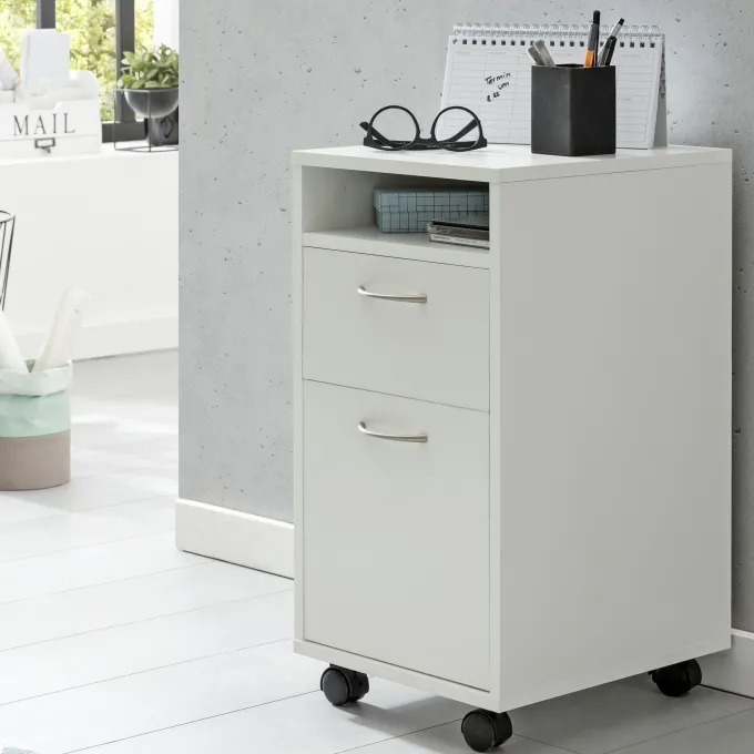 FineBuy Rollcontainer 33x63x38cm Schreibtischcontainer Rollen Bürocontainer Holz