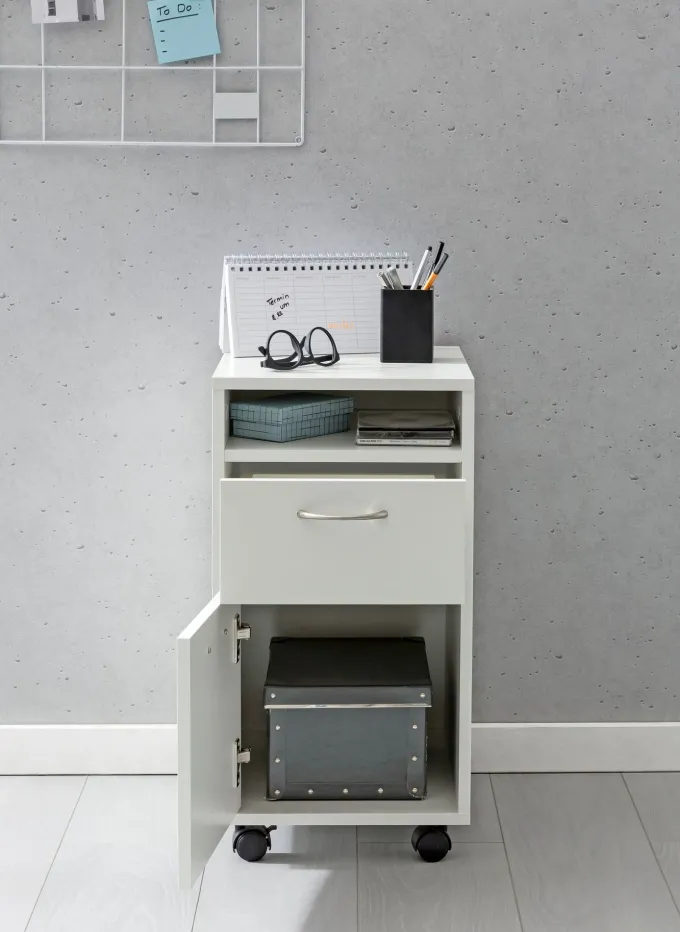 FineBuy Rollcontainer 33x63x38cm Schreibtischcontainer Rollen Bürocontainer Holz