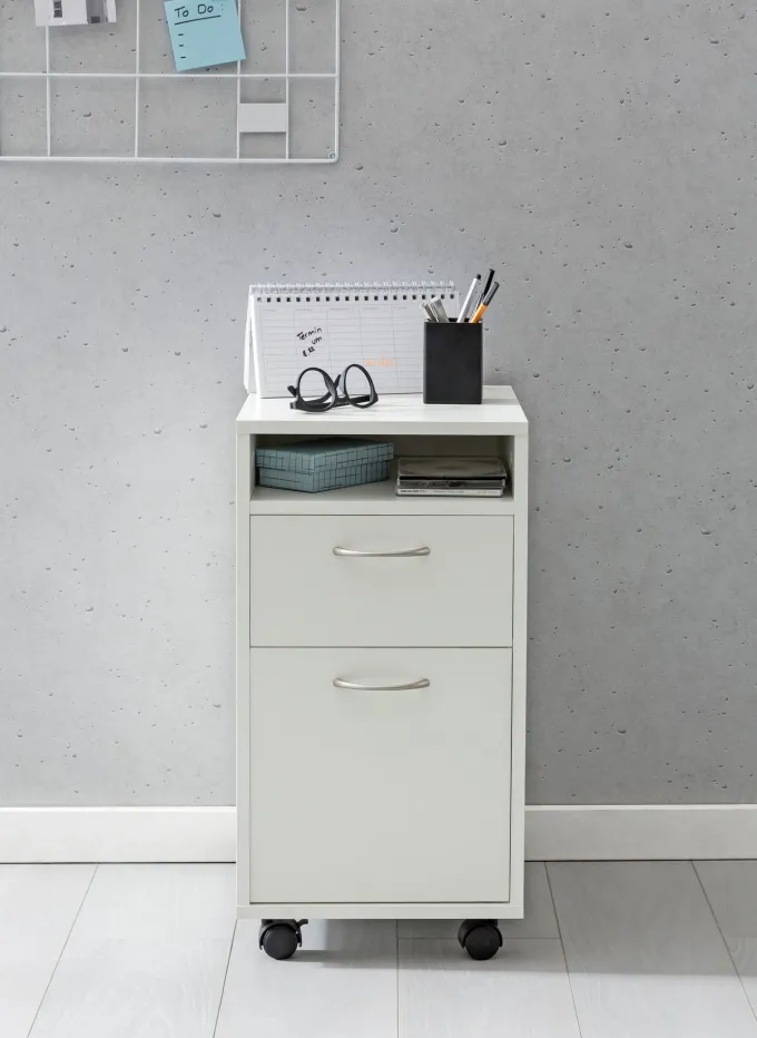FineBuy Rollcontainer 33x63x38cm Schreibtischcontainer Rollen Bürocontainer Holz