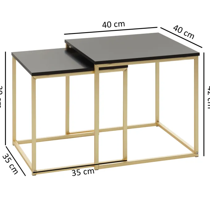 FineBuy Satztisch CHUR Ablagetisch Beistelltisch Metall/MDF Couchtisch 2er Set