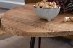 FineBuy Satztisch Massiv 2er Set Beistelltisch Tisch Holz Metall Couchtisch