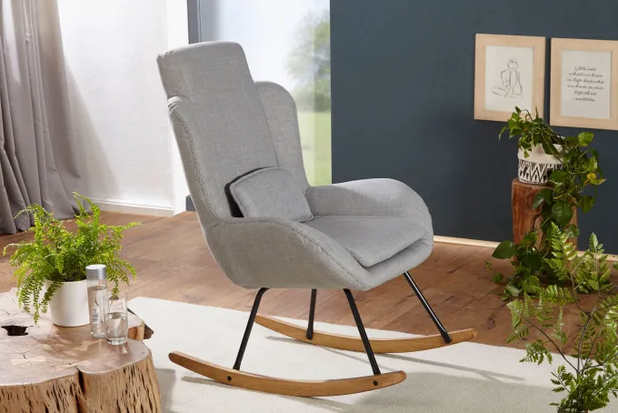 FineBuy Schaukelstuhl CAPRI Relaxsessel Schwingsessel Stoff Schwingstuhl Polster