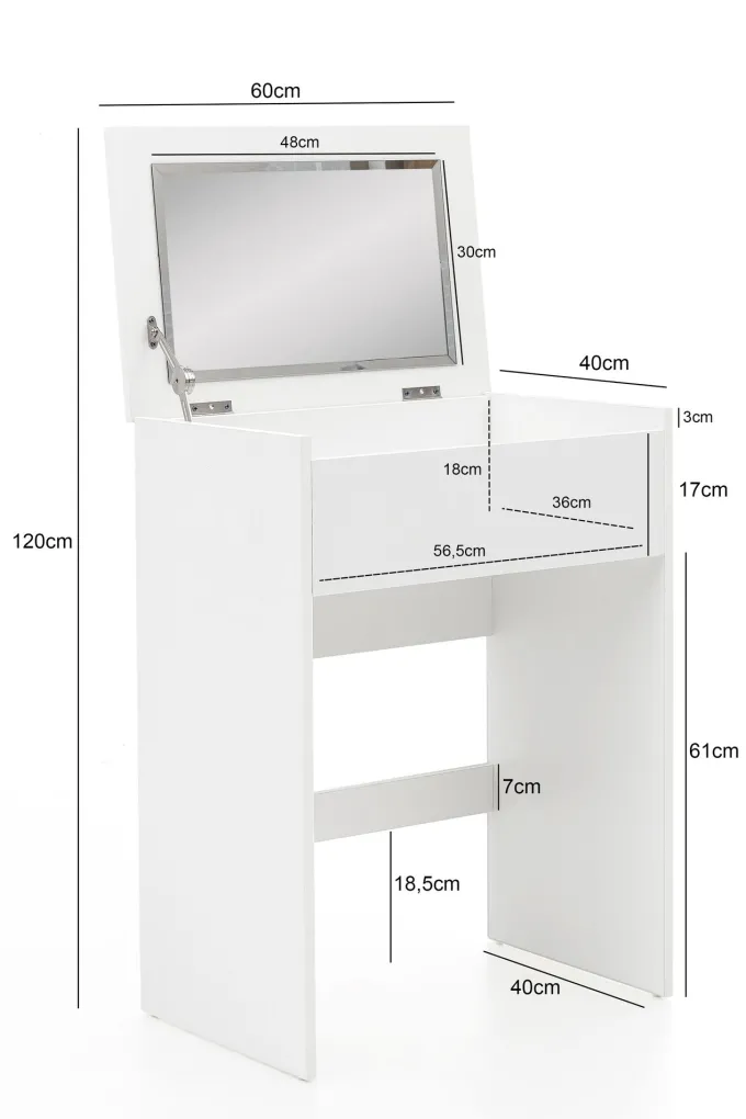 FineBuy Schminktisch FB51641 Kosmetiktisch Frisiertisch Weiß Spiegel & Hocker